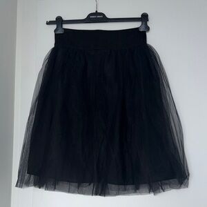 Elegant Black Tulle A-Line Skirt